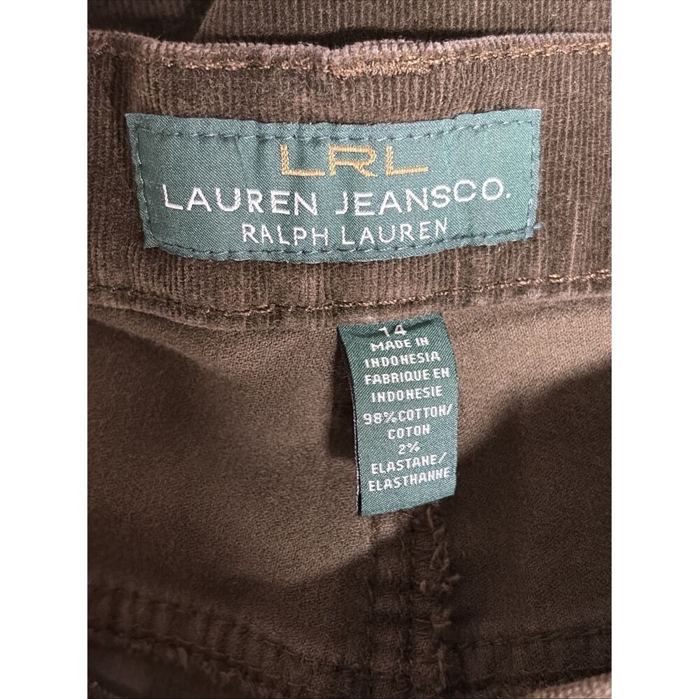 LRL Lauren Jeans Co. Brown Corduroy Pants Size 14 - Classic Straight Leg/Stretch - Picture 4 of 5